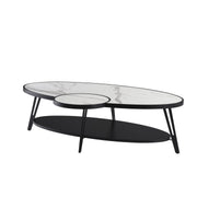 Banks Contemporary Modern 53 in. Oval White Coffee Table with Sintered Stone Top - Furniture City (CA)l
