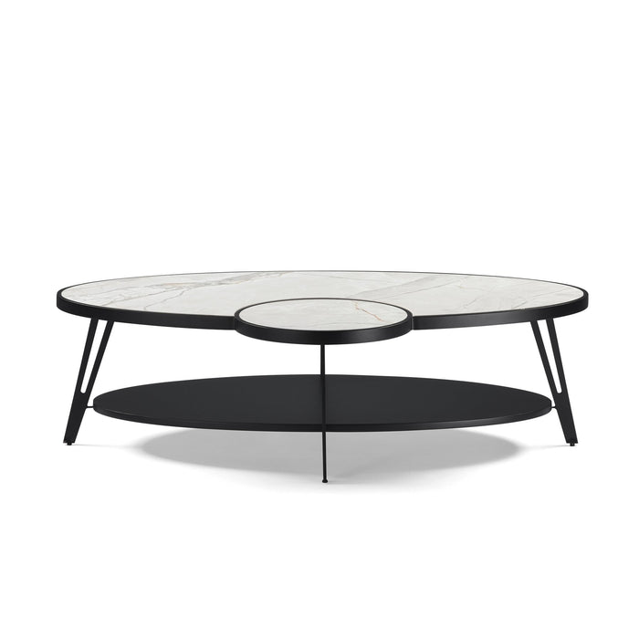 Banks Contemporary Modern 53 in. Oval White Coffee Table with Sintered Stone Top