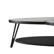Banks Contemporary Modern 53 in. Oval White Coffee Table with Sintered Stone Top - Furniture City (CA)l