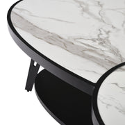 Banks Contemporary Modern 53 in. Oval White Coffee Table with Sintered Stone Top - Furniture City (CA)l