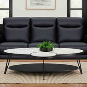 Banks Contemporary Modern 53 in. Oval White Coffee Table with Sintered Stone Top - Furniture City (CA)l