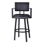 Balboa 26" Counter Height Swivel Vintage Black Faux Leather and Metal Bar Stool with Arms - Furniture City (CA)l