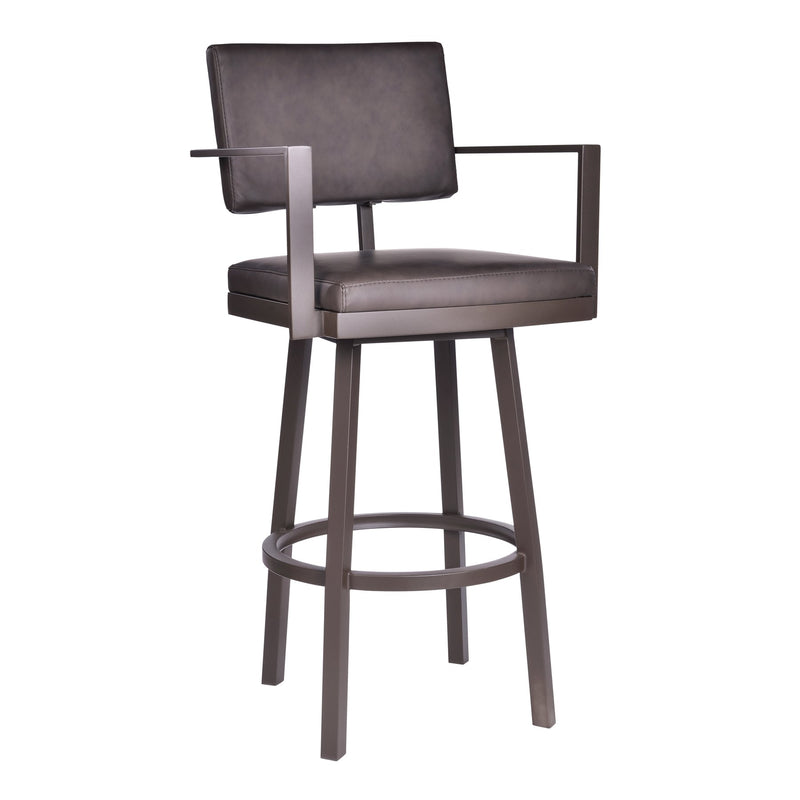 Balboa 26" Counter Height Barstool with Arms in Brown Powder Coated Finish and Vintage Brown Faux Leather - Furniture City (CA)l