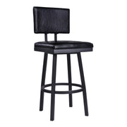Balboa 30" Bar Height Swivel Vintage Black Faux Leather and Metal Bar Stool - Furniture City (CA)l