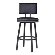 Balboa 30" Bar Height Swivel Vintage Black Faux Leather and Metal Bar Stool - Furniture City (CA)l