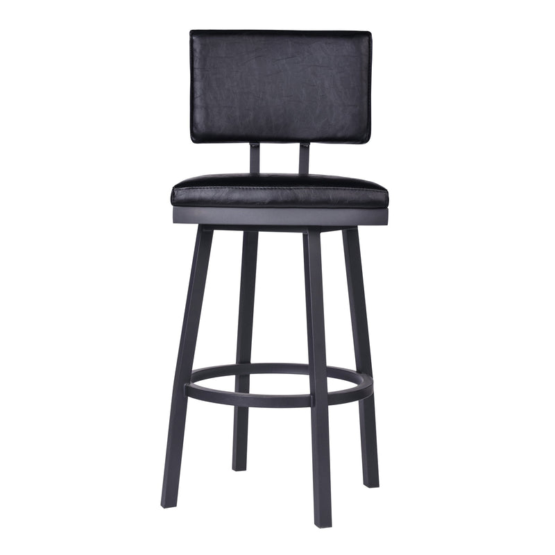 Balboa 30" Bar Height Swivel Vintage Black Faux Leather and Metal Bar Stool - Furniture City (CA)l