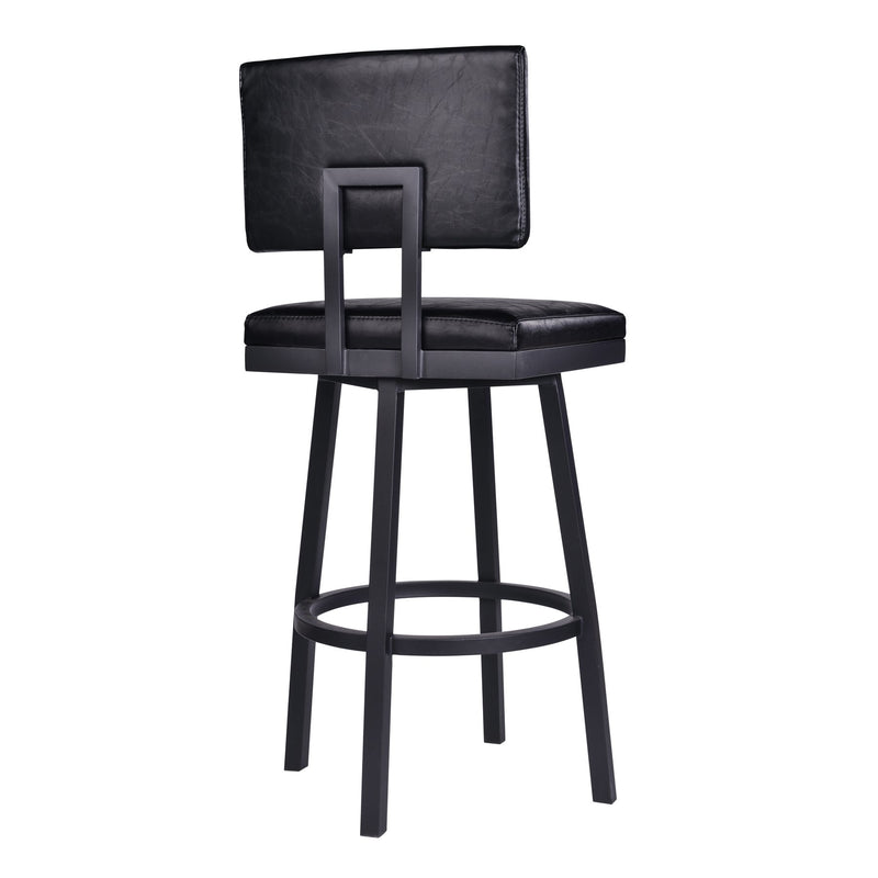 Balboa 30" Bar Height Swivel Vintage Black Faux Leather and Metal Bar Stool - Furniture City (CA)l