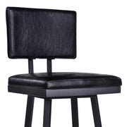 Balboa 30" Bar Height Swivel Vintage Black Faux Leather and Metal Bar Stool - Furniture City (CA)l