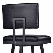 Balboa 30" Bar Height Swivel Vintage Black Faux Leather and Metal Bar Stool - Furniture City (CA)l