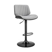 Brock Adjustable Gray Faux Leather and Walnut Wood Bar Stool with Black Base - Furniture City (CA)l