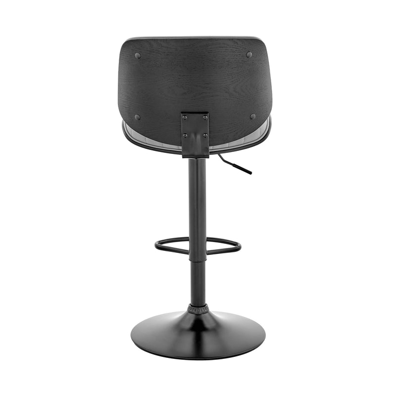 Brock Adjustable Gray Faux Leather and Walnut Wood Bar Stool with Black Base - Furniture City (CA)l