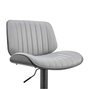 Brock Adjustable Gray Faux Leather and Walnut Wood Bar Stool with Black Base - Furniture City (CA)l