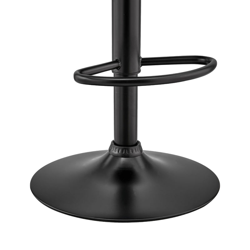 Brock Adjustable Black Faux Leather and Walnut Wood Bar Stool with Black Base - Furniture City (CA)l