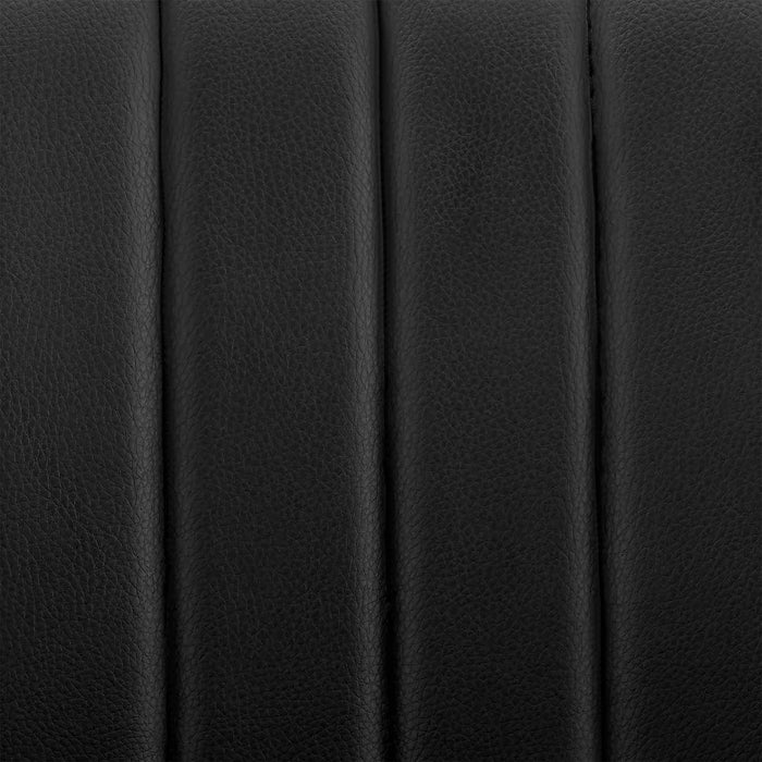 Brock Adjustable Black Faux Leather and Walnut Wood Bar Stool with Black Base