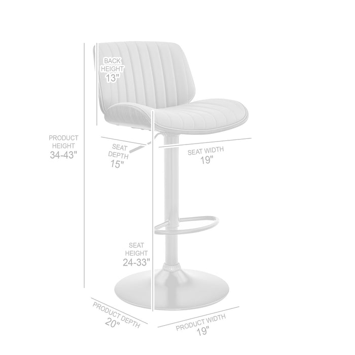 Brock Adjustable Gray Faux Leather and Walnut Wood with Black Finish Bar Stool