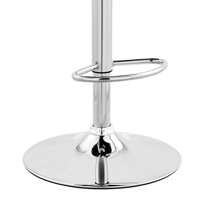 Brock Adjustable Gray Faux Leather and Walnut Wood with Chrome Finish Bar Stool - Furniture City (CA)l