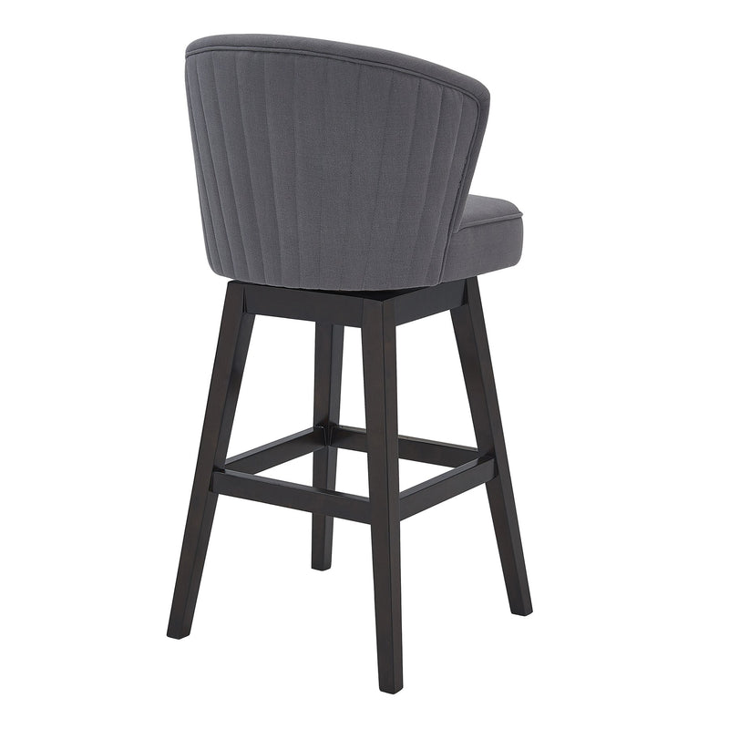 Brandy 26" Counter Height Swivel Gray Fabric and Espresso Wood Bar Stool - Furniture City (CA)l