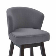 Brandy 26" Counter Height Swivel Gray Fabric and Espresso Wood Bar Stool - Furniture City (CA)l