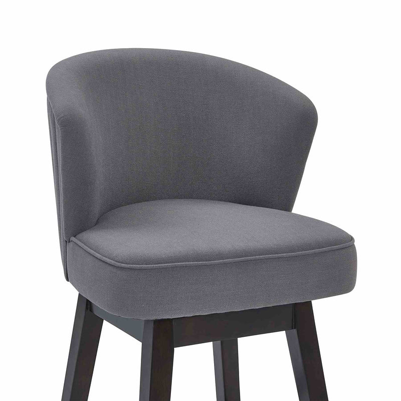 Brandy 26" Counter Height Swivel Gray Fabric and Espresso Wood Bar Stool - Furniture City (CA)l