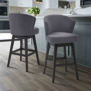 Brandy 26" Counter Height Swivel Gray Fabric and Espresso Wood Bar Stool - Furniture City (CA)l