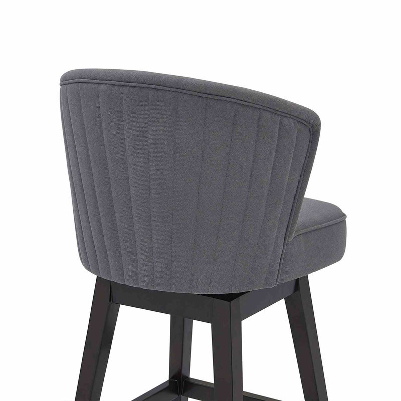 Brandy 30" Bar Height Swivel Gray Fabric and Espresso Wood Bar Stool - Furniture City (CA)l