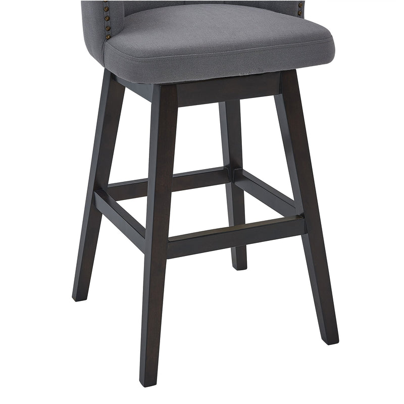 Brandy 30" Bar Height Swivel Gray Fabric and Espresso Wood Bar Stool - Furniture City (CA)l