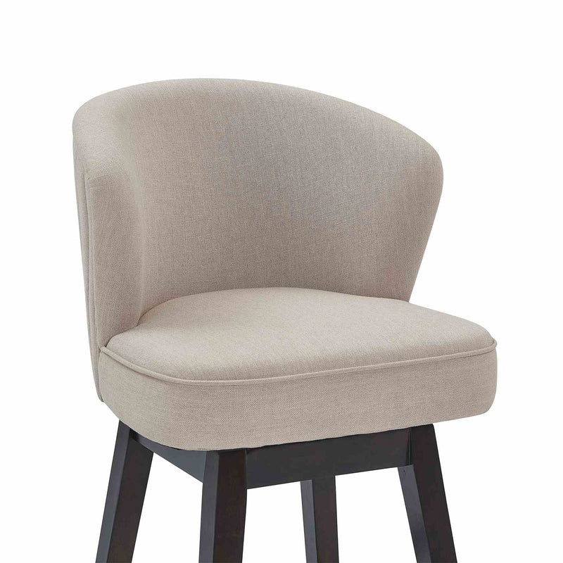 Brandy 30" Bar Height Swivel Tan Fabric and Espresso Wood Bar Stool - Furniture City (CA)l