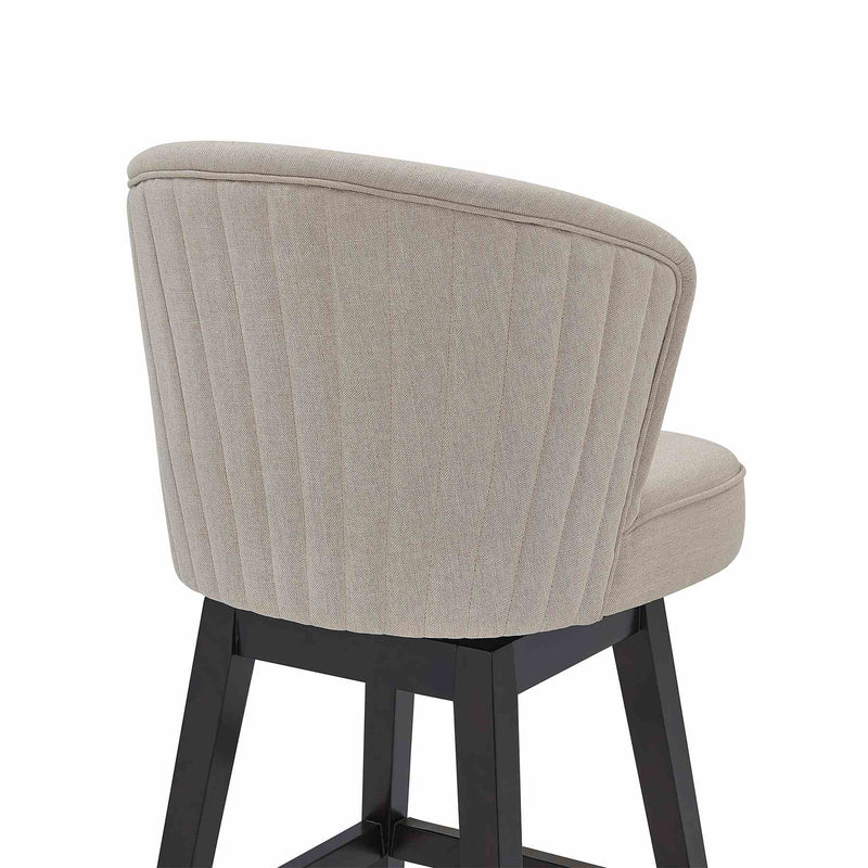 Brandy 30" Bar Height Swivel Tan Fabric and Espresso Wood Bar Stool - Furniture City (CA)l