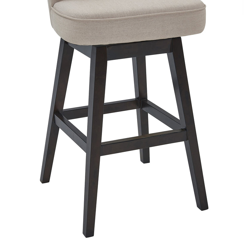 Brandy 30" Bar Height Swivel Tan Fabric and Espresso Wood Bar Stool - Furniture City (CA)l