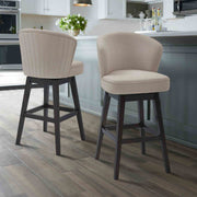 Brandy 30" Bar Height Swivel Tan Fabric and Espresso Wood Bar Stool - Furniture City (CA)l