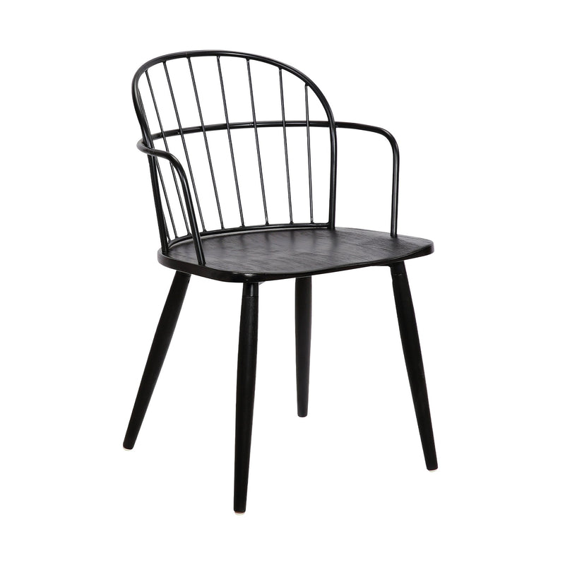 Bradley Steel Framed Side Chair in Black Powder Coated Finish and Black Brushed Wood - Furniture City (CA)l