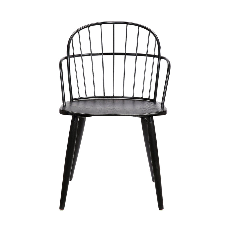 Bradley Steel Framed Side Chair in Black Powder Coated Finish and Black Brushed Wood - Furniture City (CA)l