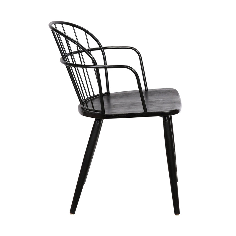 Bradley Steel Framed Side Chair in Black Powder Coated Finish and Black Brushed Wood - Furniture City (CA)l