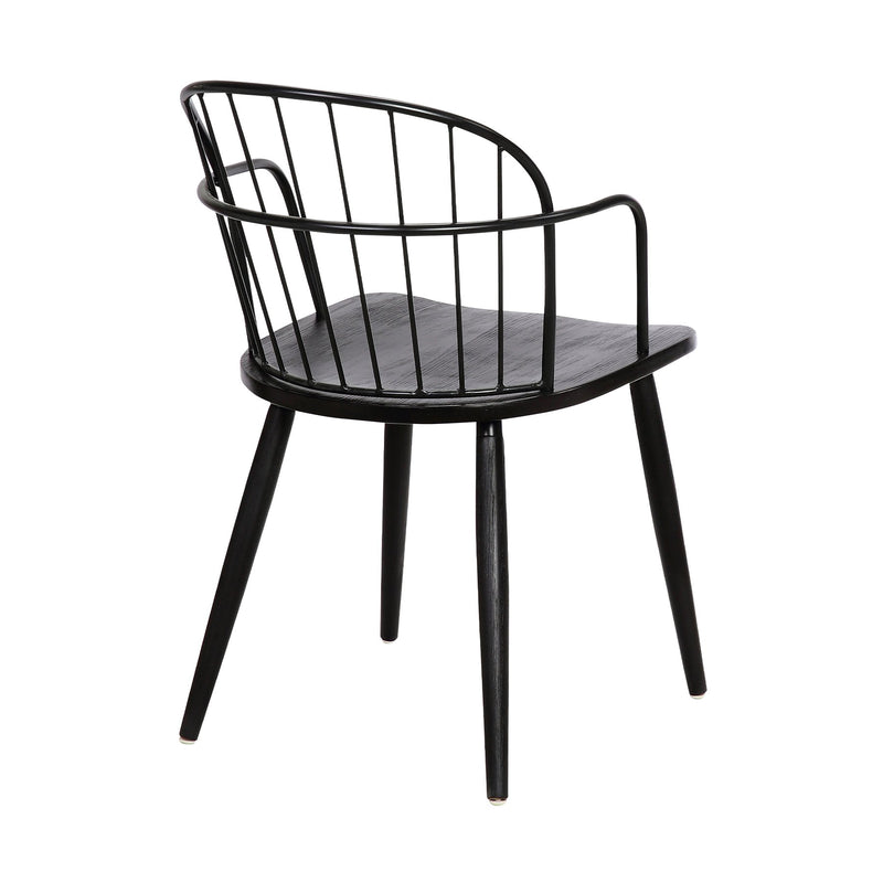 Bradley Steel Framed Side Chair in Black Powder Coated Finish and Black Brushed Wood - Furniture City (CA)l