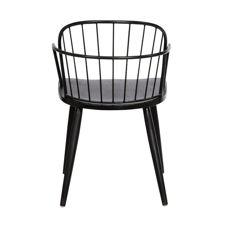 Bradley Steel Framed Side Chair in Black Powder Coated Finish and Black Brushed Wood - Furniture City (CA)l