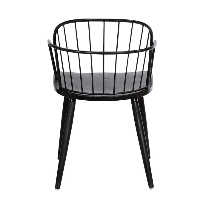 Bradley Steel Framed Side Chair in Black Powder Coated Finish and Black Brushed Wood