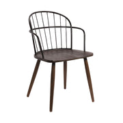 Bradley Steel Framed Side Chair in Black Powder Coated Finish and Walnut Glazed Wood - Furniture City (CA)l