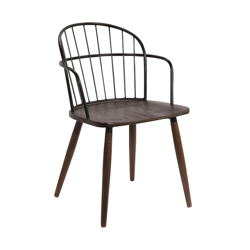 Bradley Steel Framed Side Chair in Black Powder Coated Finish and Walnut Glazed Wood - Furniture City (CA)l