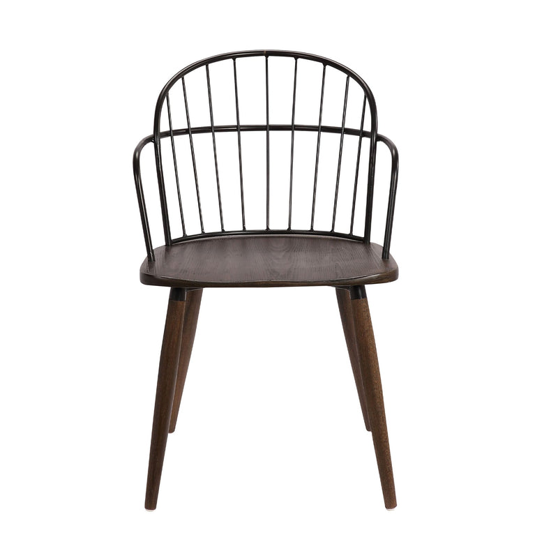 Bradley Steel Framed Side Chair in Black Powder Coated Finish and Walnut Glazed Wood - Furniture City (CA)l