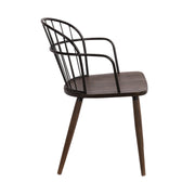 Bradley Steel Framed Side Chair in Black Powder Coated Finish and Walnut Glazed Wood - Furniture City (CA)l