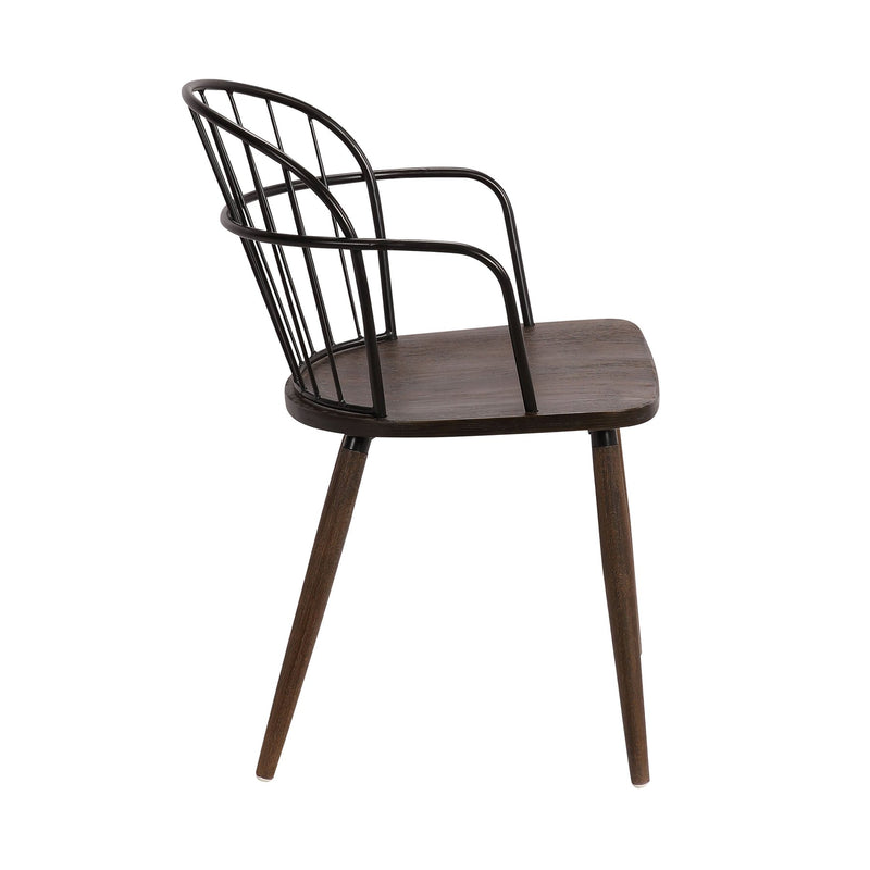 Bradley Steel Framed Side Chair in Black Powder Coated Finish and Walnut Glazed Wood - Furniture City (CA)l