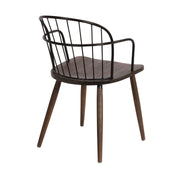 Bradley Steel Framed Side Chair in Black Powder Coated Finish and Walnut Glazed Wood - Furniture City (CA)l