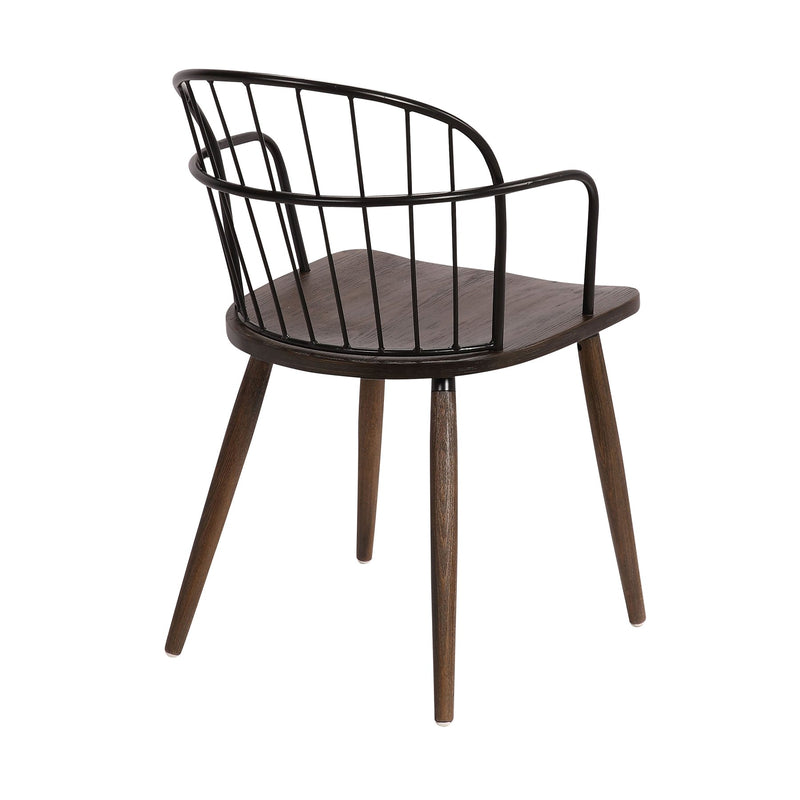 Bradley Steel Framed Side Chair in Black Powder Coated Finish and Walnut Glazed Wood - Furniture City (CA)l