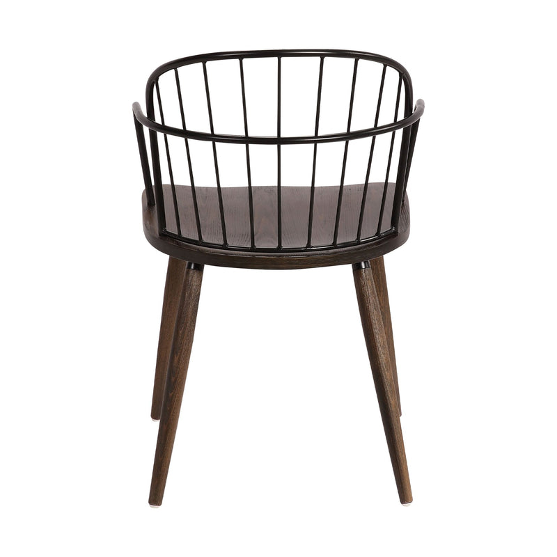 Bradley Steel Framed Side Chair in Black Powder Coated Finish and Walnut Glazed Wood - Furniture City (CA)l