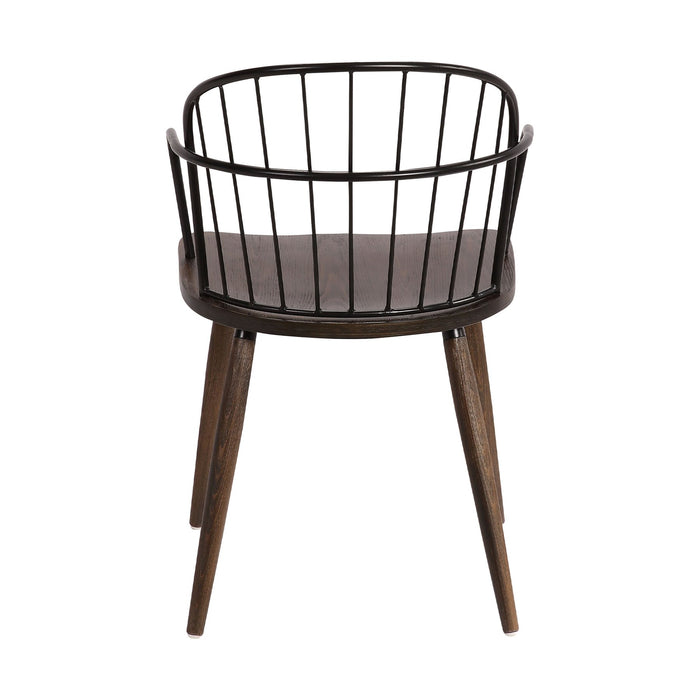 Bradley Steel Framed Side Chair in Black Powder Coated Finish and Walnut Glazed Wood