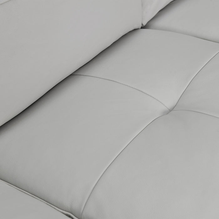 Bergen 87" Dove Gray Genuine Leather Square Arm Sofa