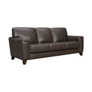 Bergen 87" Espresso Genuine Leather Square Arm Sofa - Furniture City (CA)l