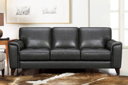 Bergen 87" Pewter Genuine Leather Square Arm Sofa - Furniture City (CA)l