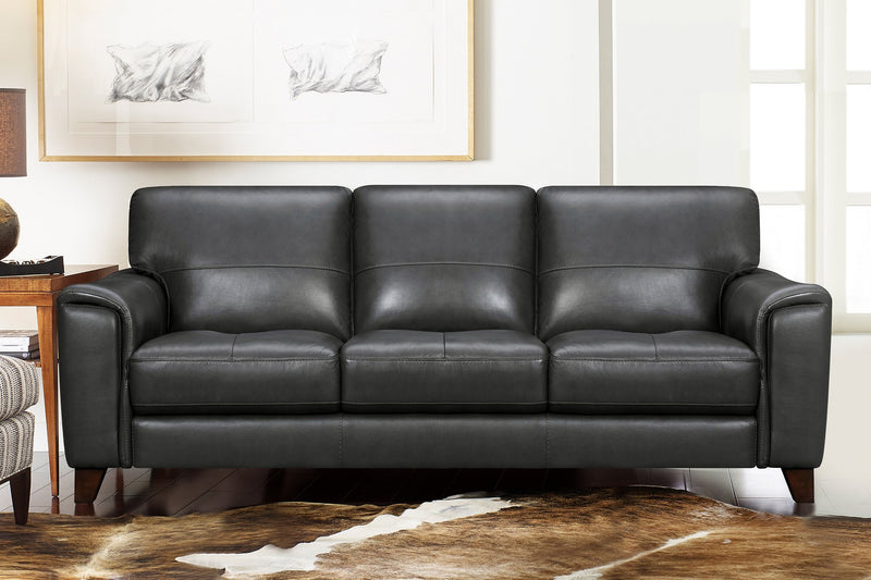 Bergen 87" Pewter Genuine Leather Square Arm Sofa - Furniture City (CA)l