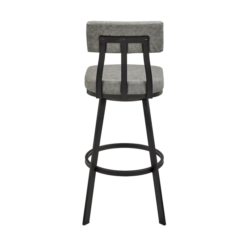 Benjamin Swivel Counter Stool in Black Metal with Gray Faux Leather - Furniture City (CA)l